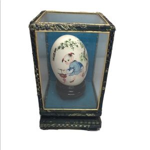 Asian Decorated Egg Vintage In Glass Holder  (11)